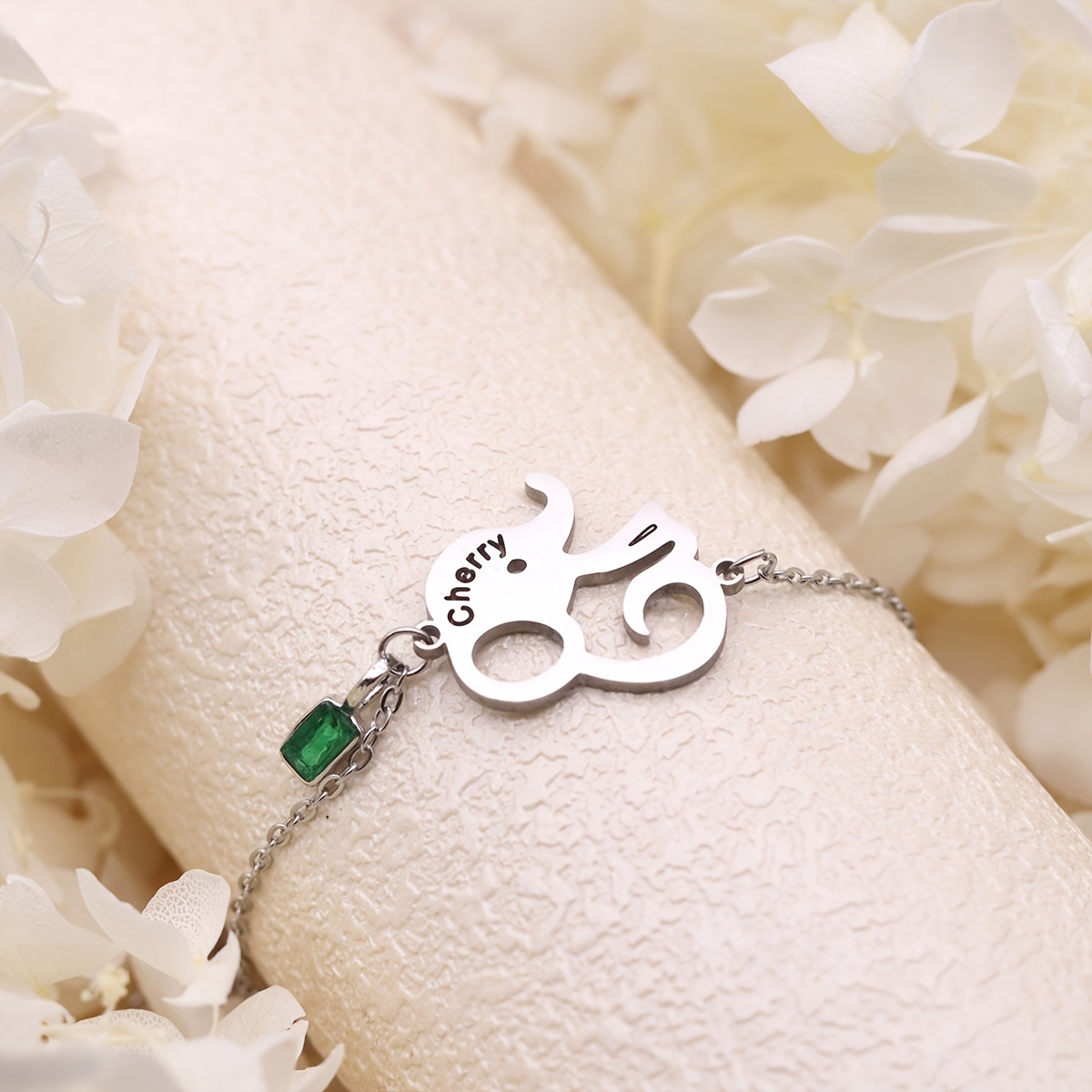 Personalized Name Elephant Bracelet, Stainless Steel